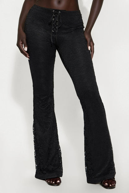 Start A Riot Lace Flare Pant - Black
