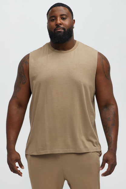 Essential Modal Lounge Sleeveless Muscle Tee - Taupe