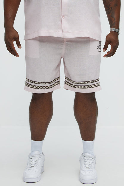 Saint Tropez Beach Club Linen Like Relaxed Short - Pink