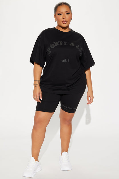 Sporty &amp; Lux Biker Short Set - Black