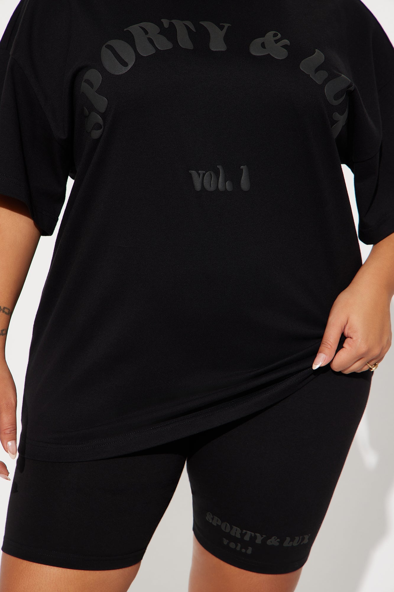 Sporty &amp; Lux Biker Short Set - Black