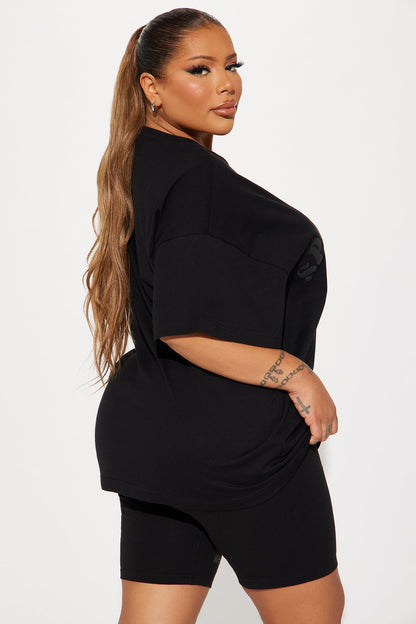 Sporty &amp; Lux Biker Short Set - Black