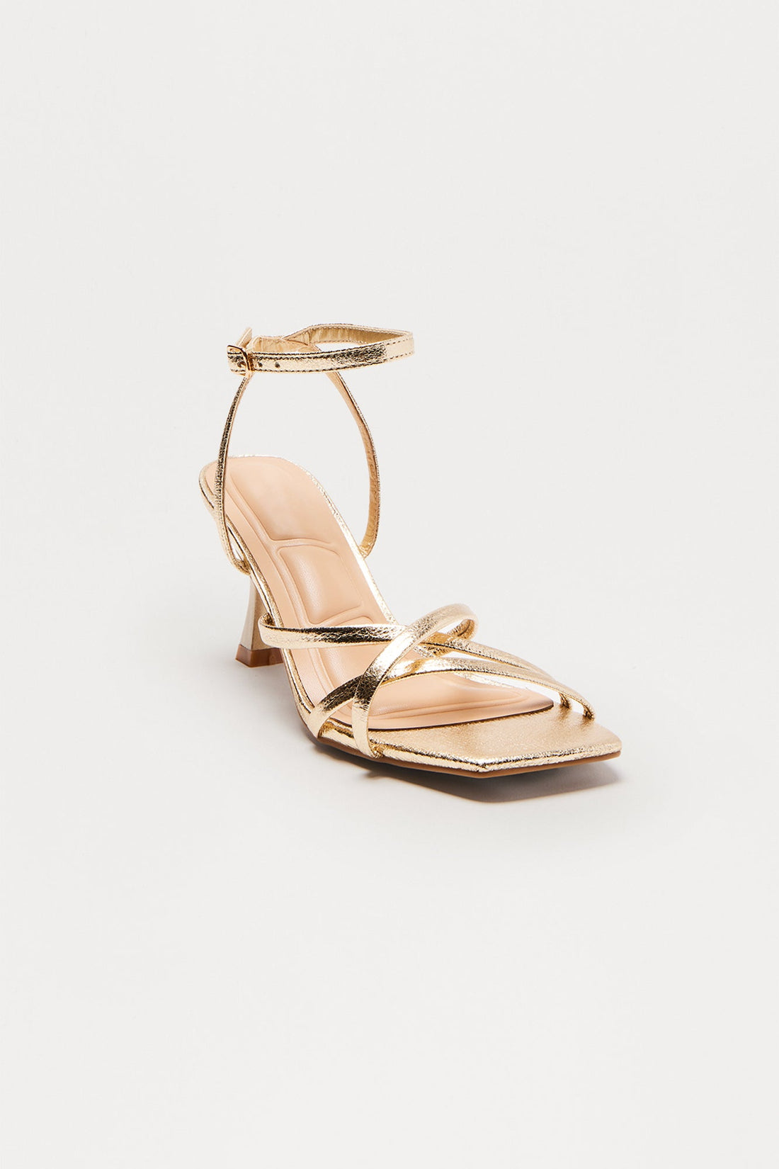 Zed Ankle Strap Heels - Gold