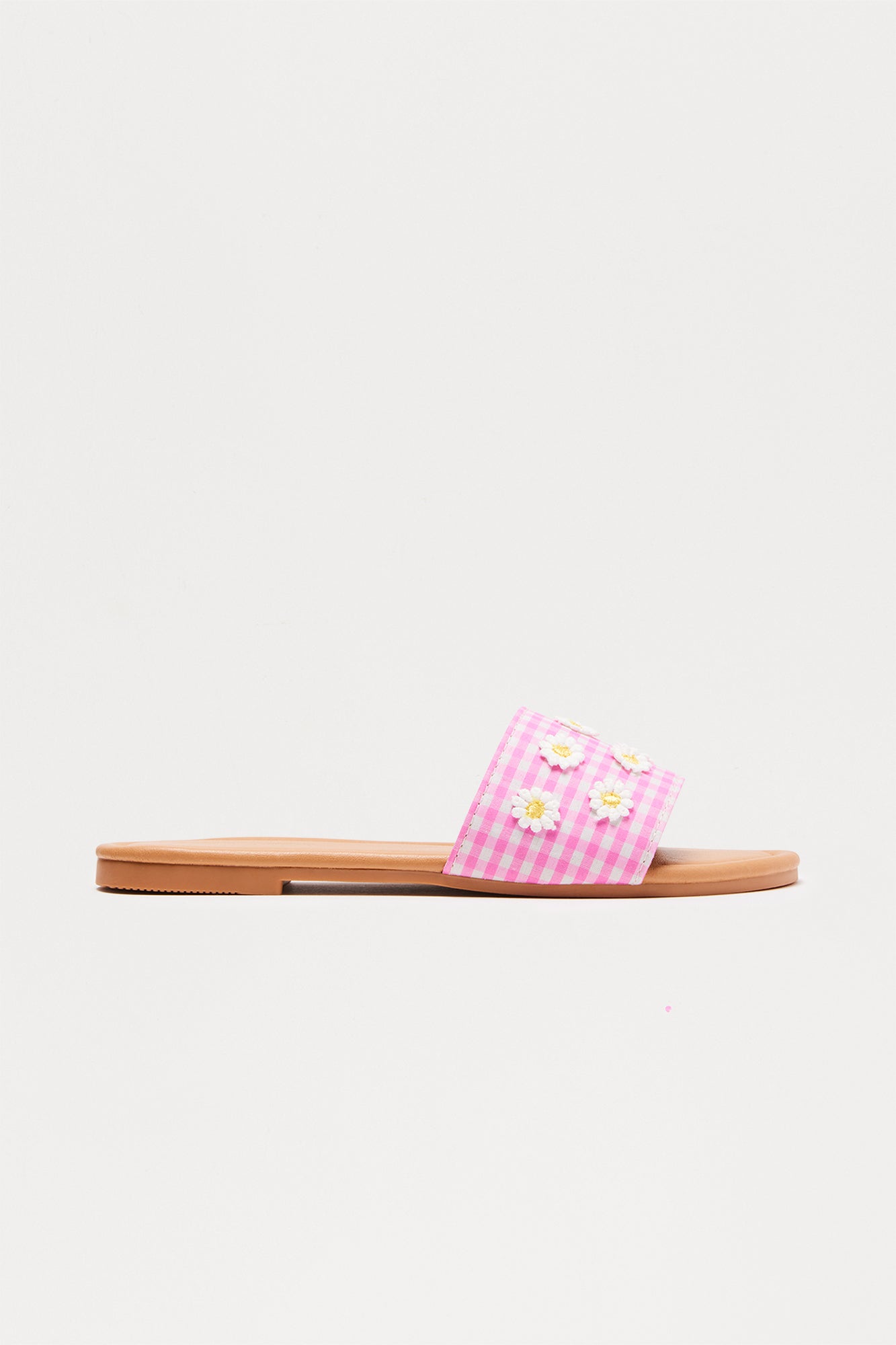 Roo Flower Gingham Sandals - Pink/combo
