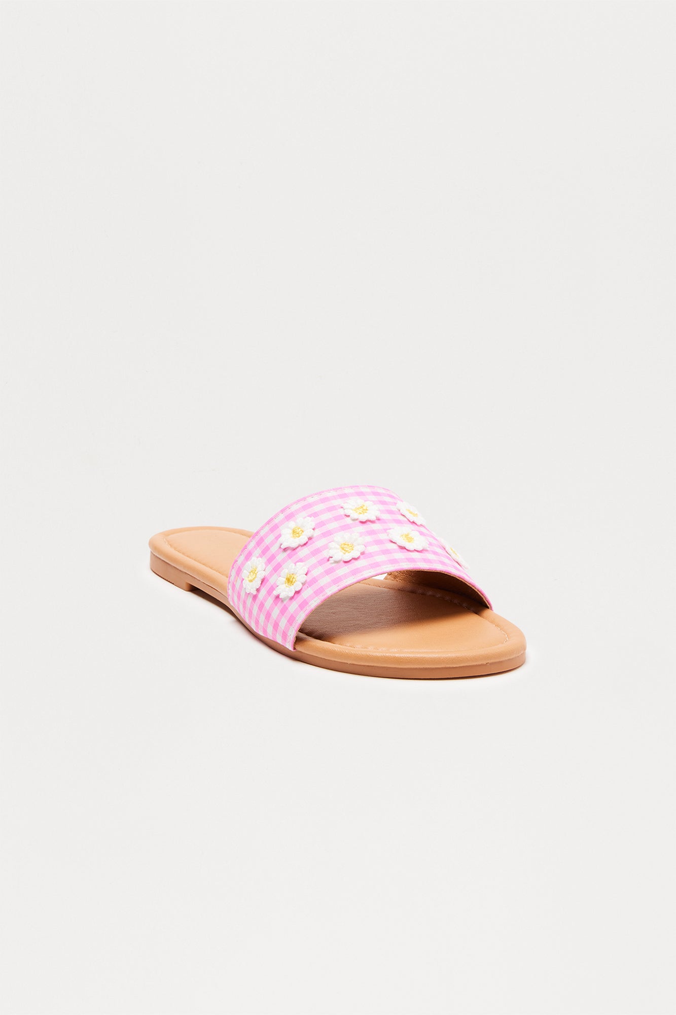 Roo Flower Gingham Sandals - Pink/combo