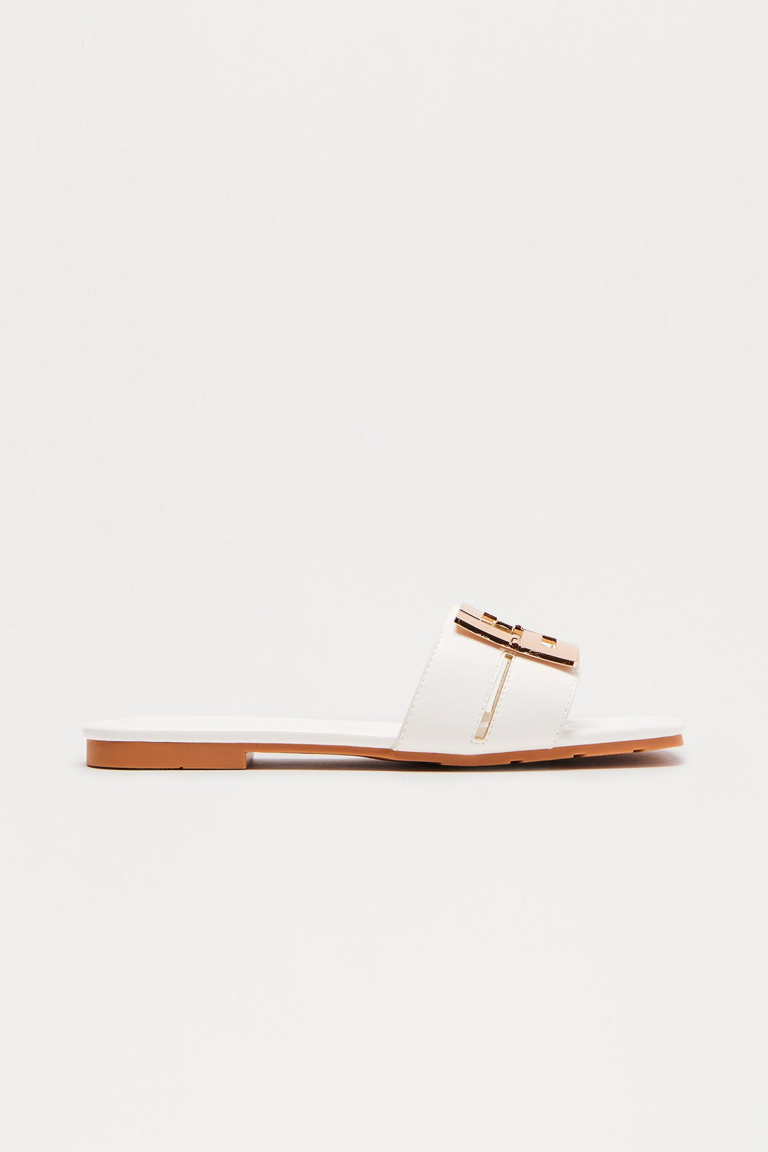 Mirelle Hardware Slip On Sandals - White