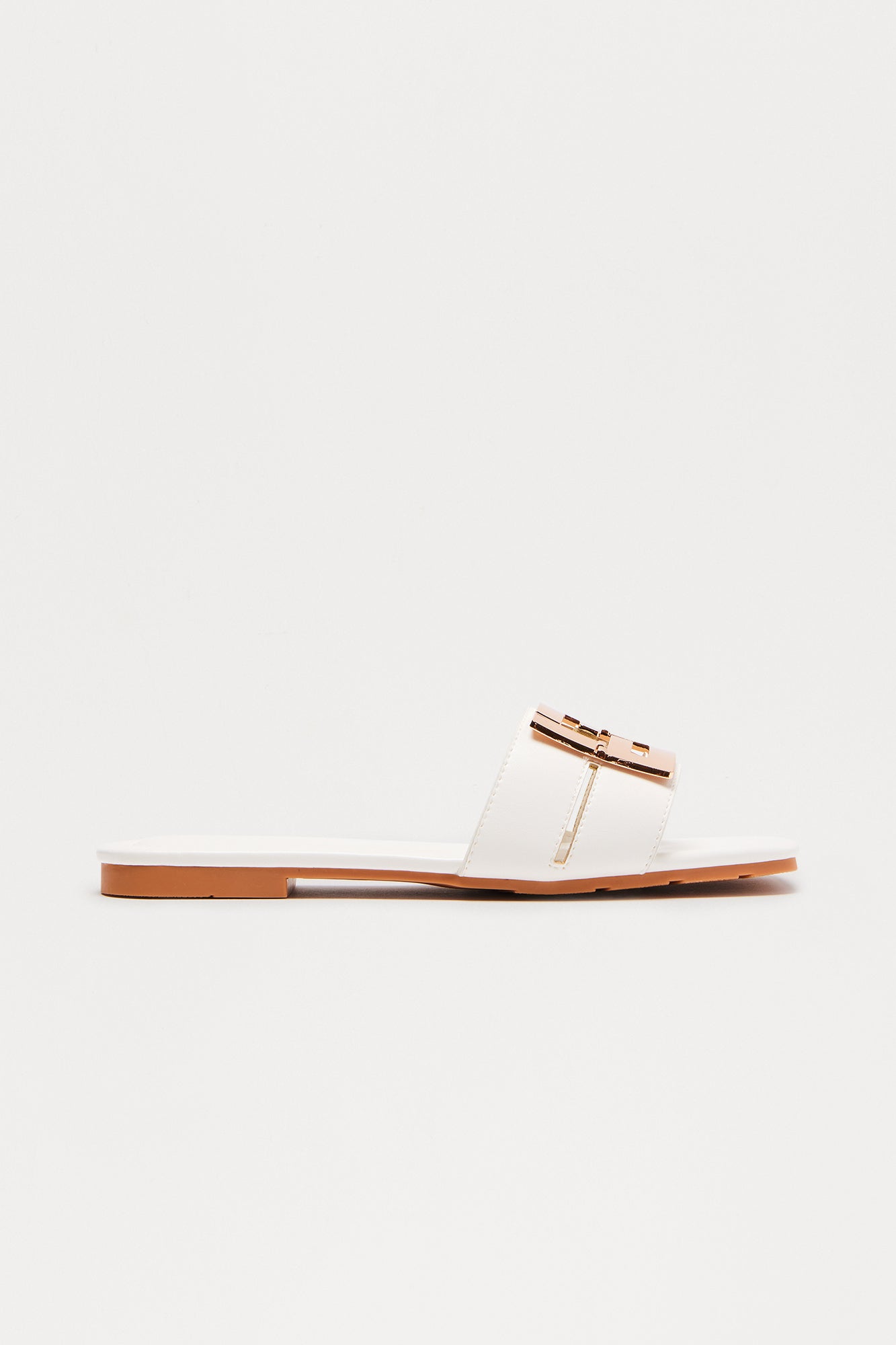 Mirelle Hardware Slip On Sandals - White
