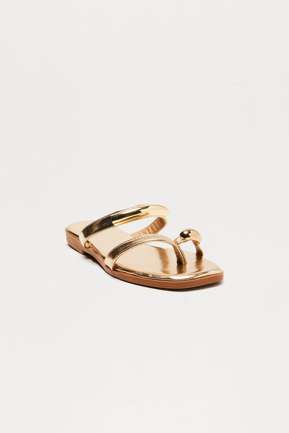 Shore Toe Ring Flip Flops - Gold