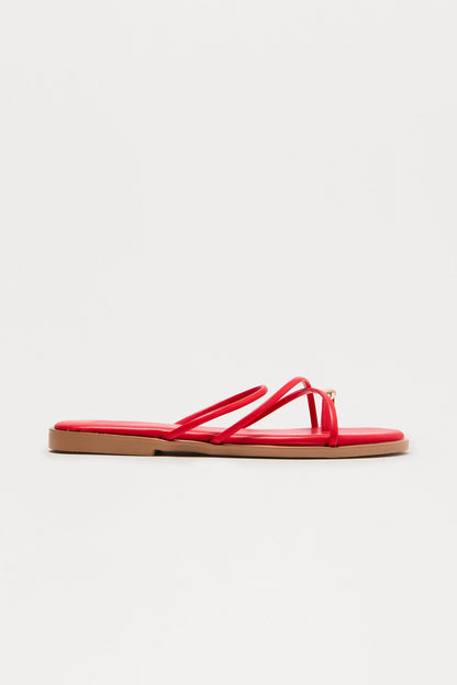 Lune Toe Ring Sandals - Red