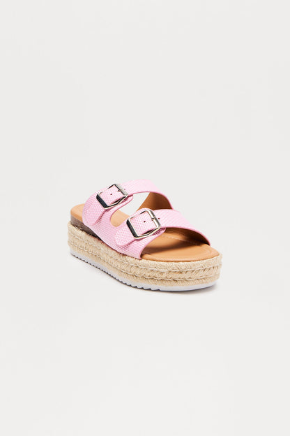 Gianna Platform Buckle Sandals II - Pink