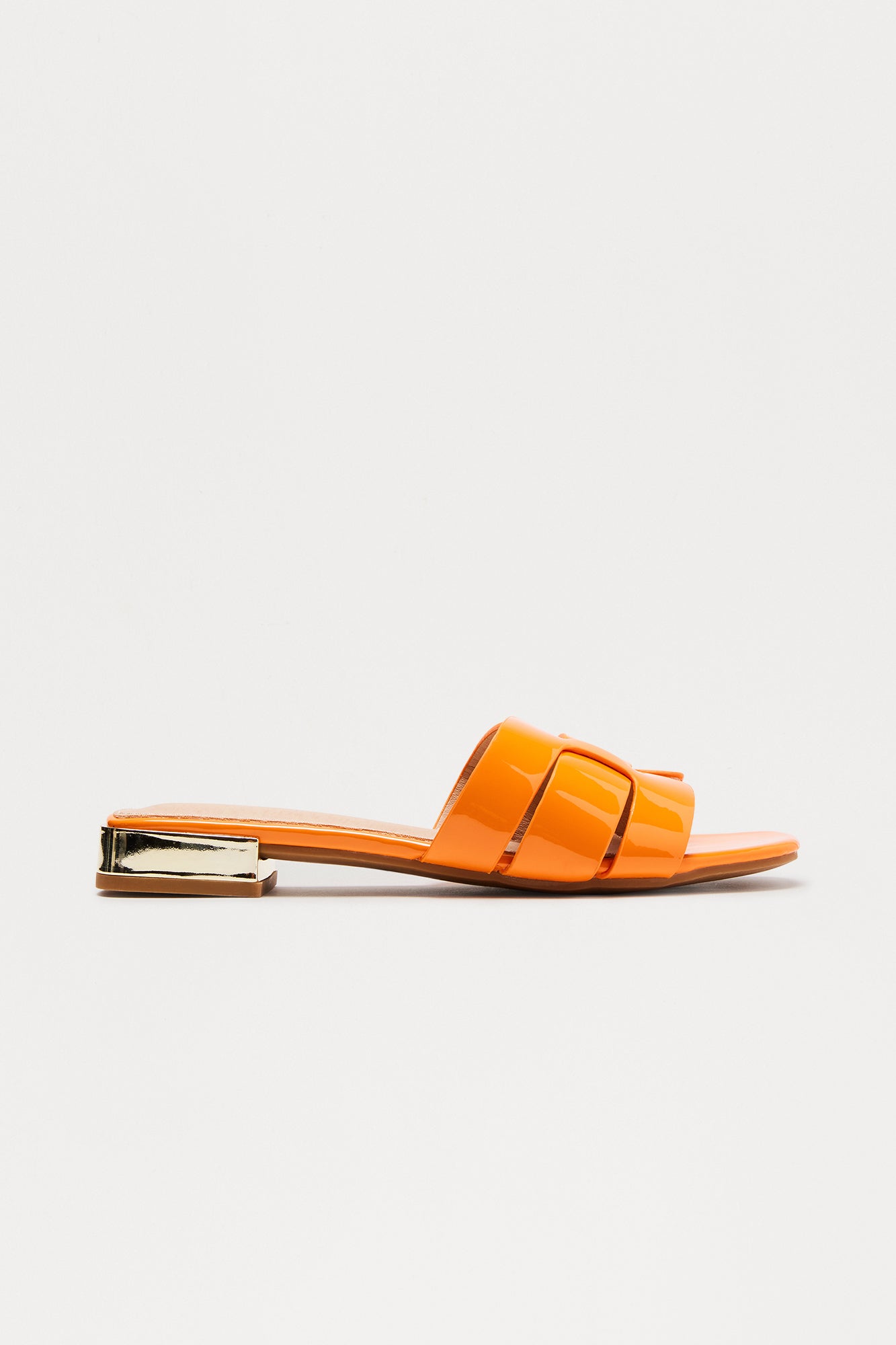 Ways Faux Patent Sandals - Orange