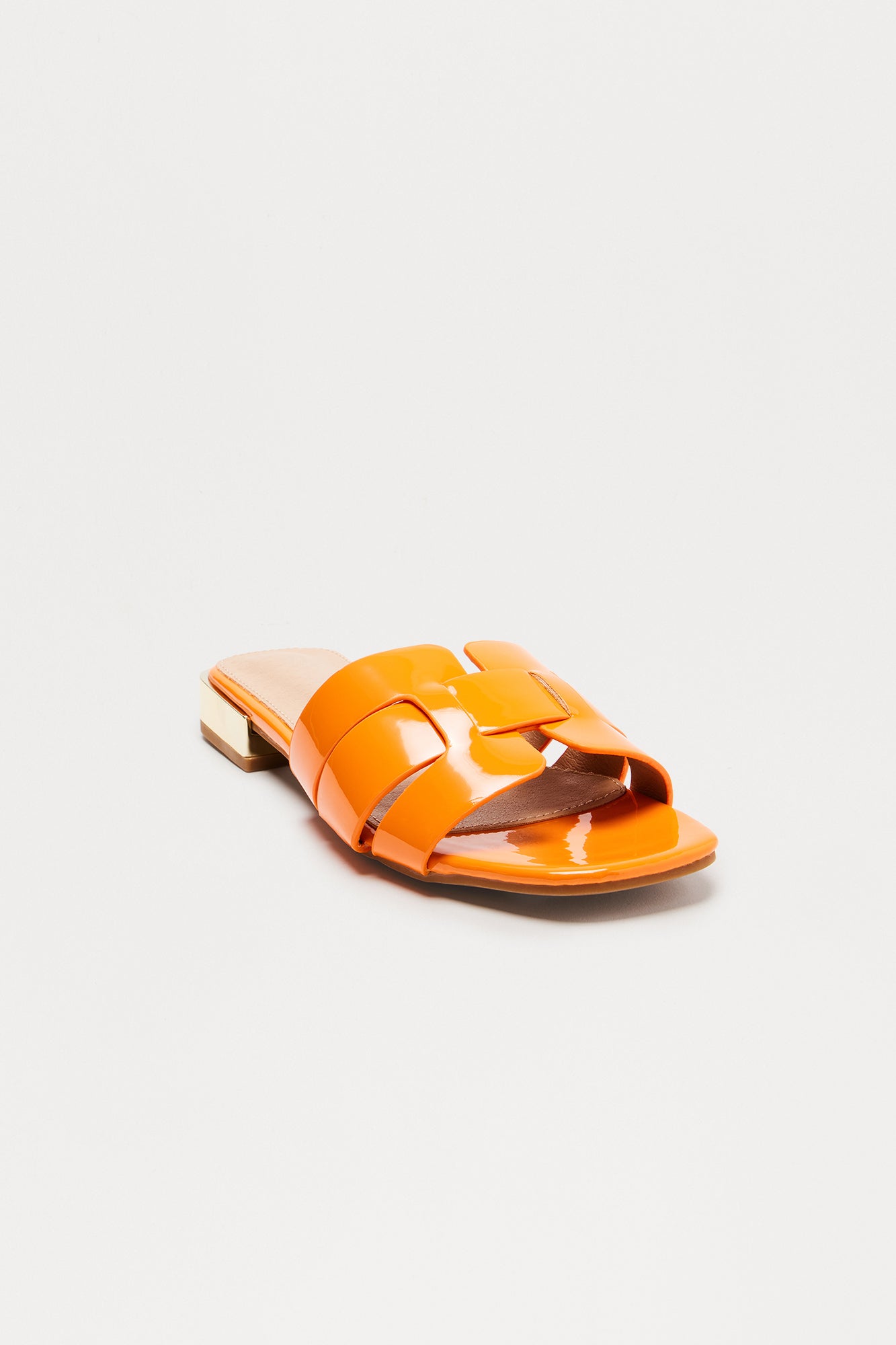Ways Faux Patent Sandals - Orange