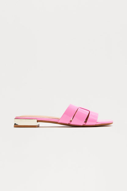 Ways Faux Patent Sandals - Pink
