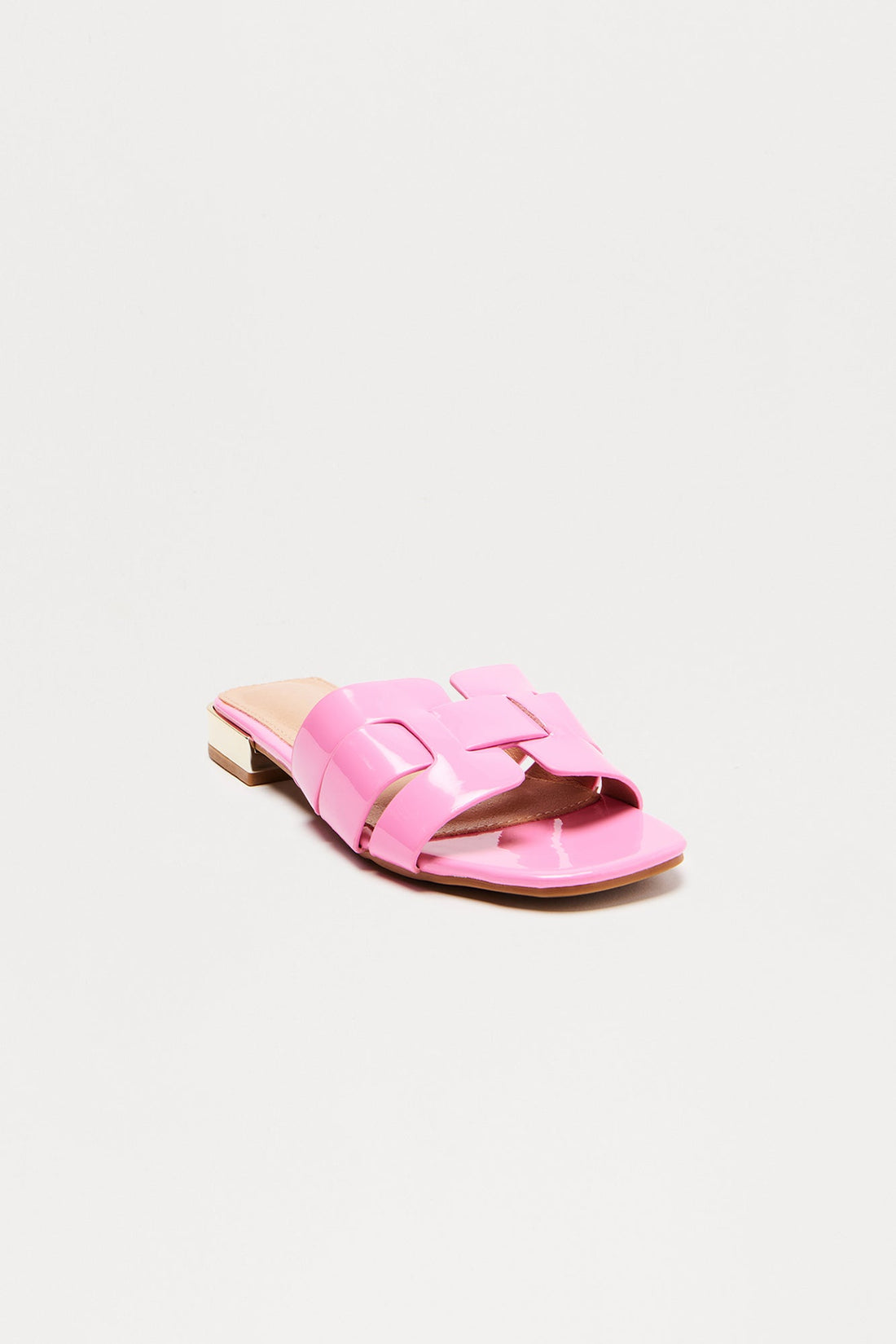 Ways Faux Patent Sandals - Pink