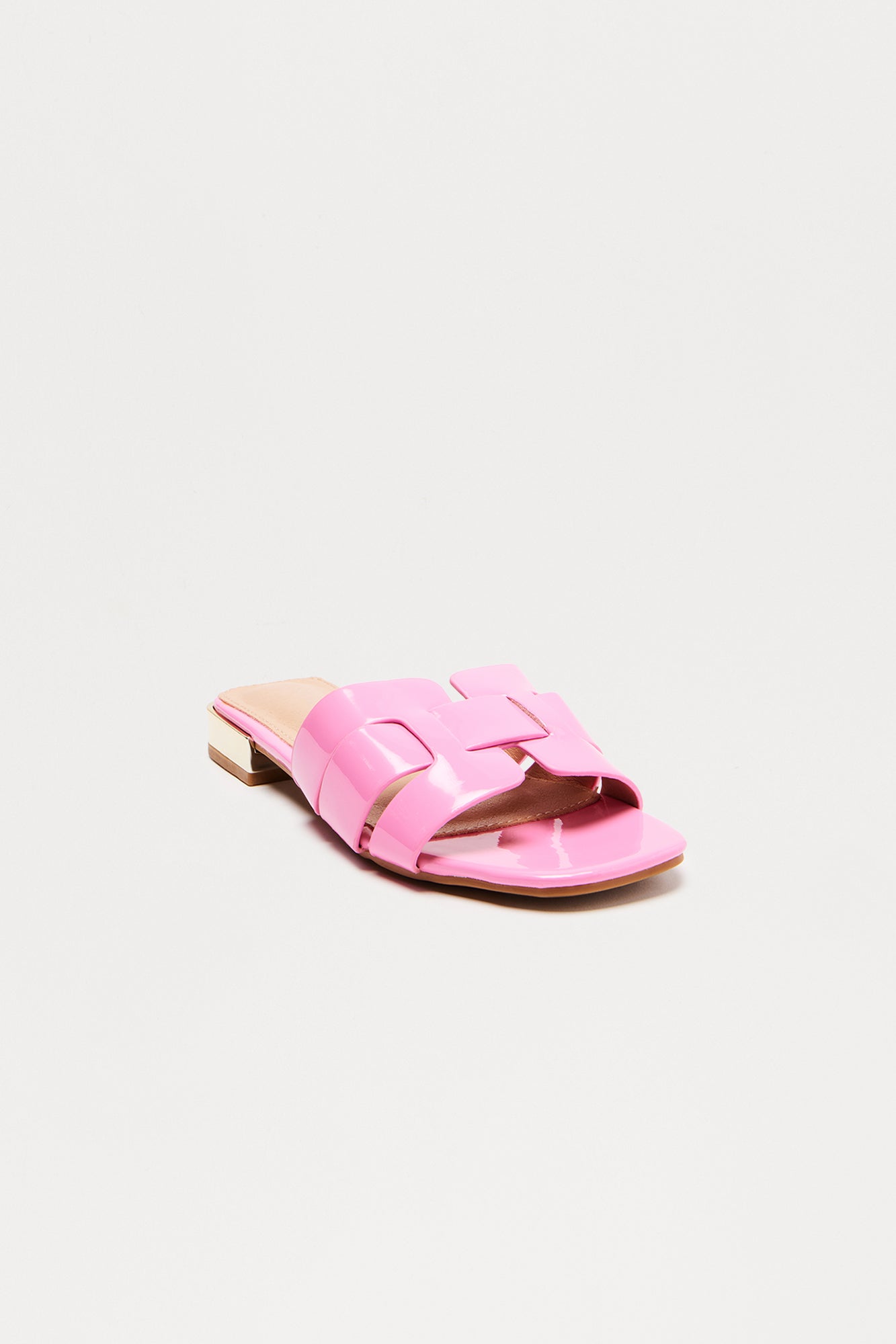 Ways Faux Patent Sandals - Pink