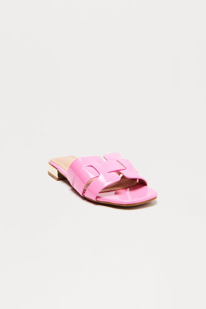 Ways Faux Patent Sandals - Pink