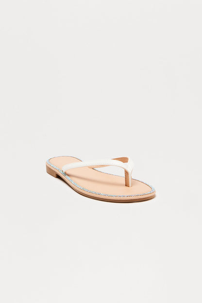 Topaz Rhinestone Flip Flops - White