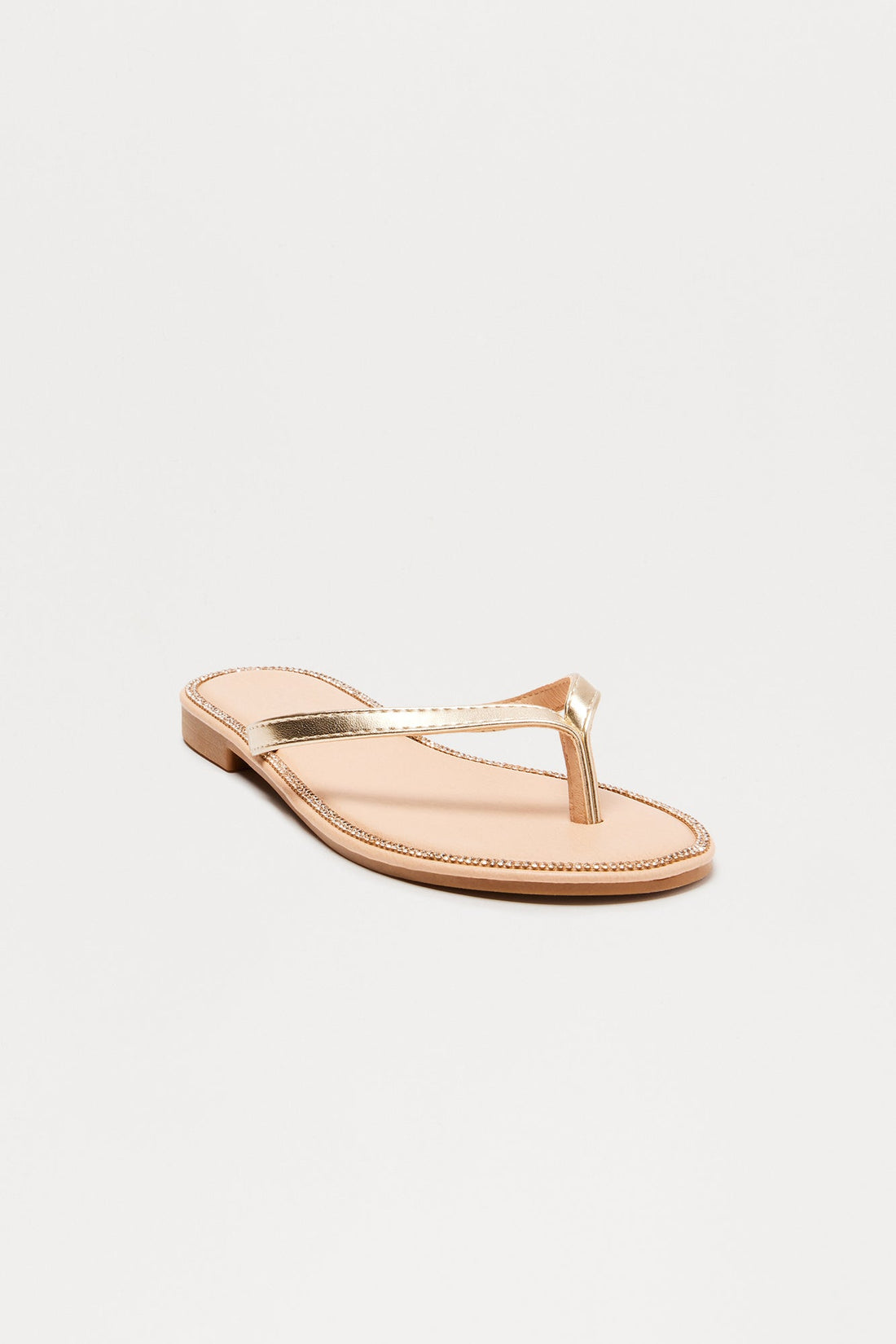 Topaz Rhinestone Flip Flops - Gold