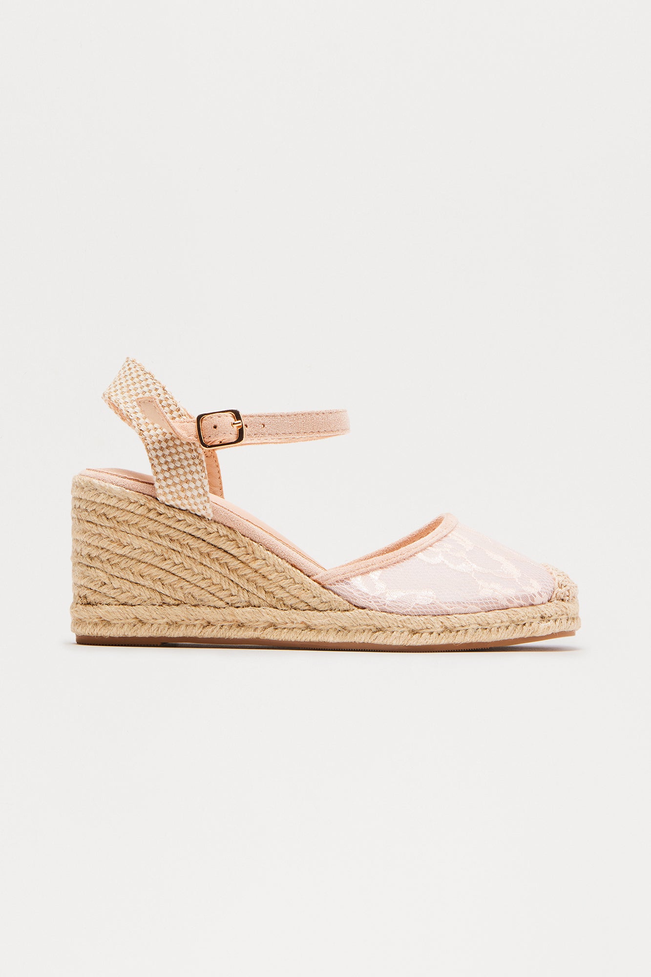 Jany Lace Jute Wedges - Nude