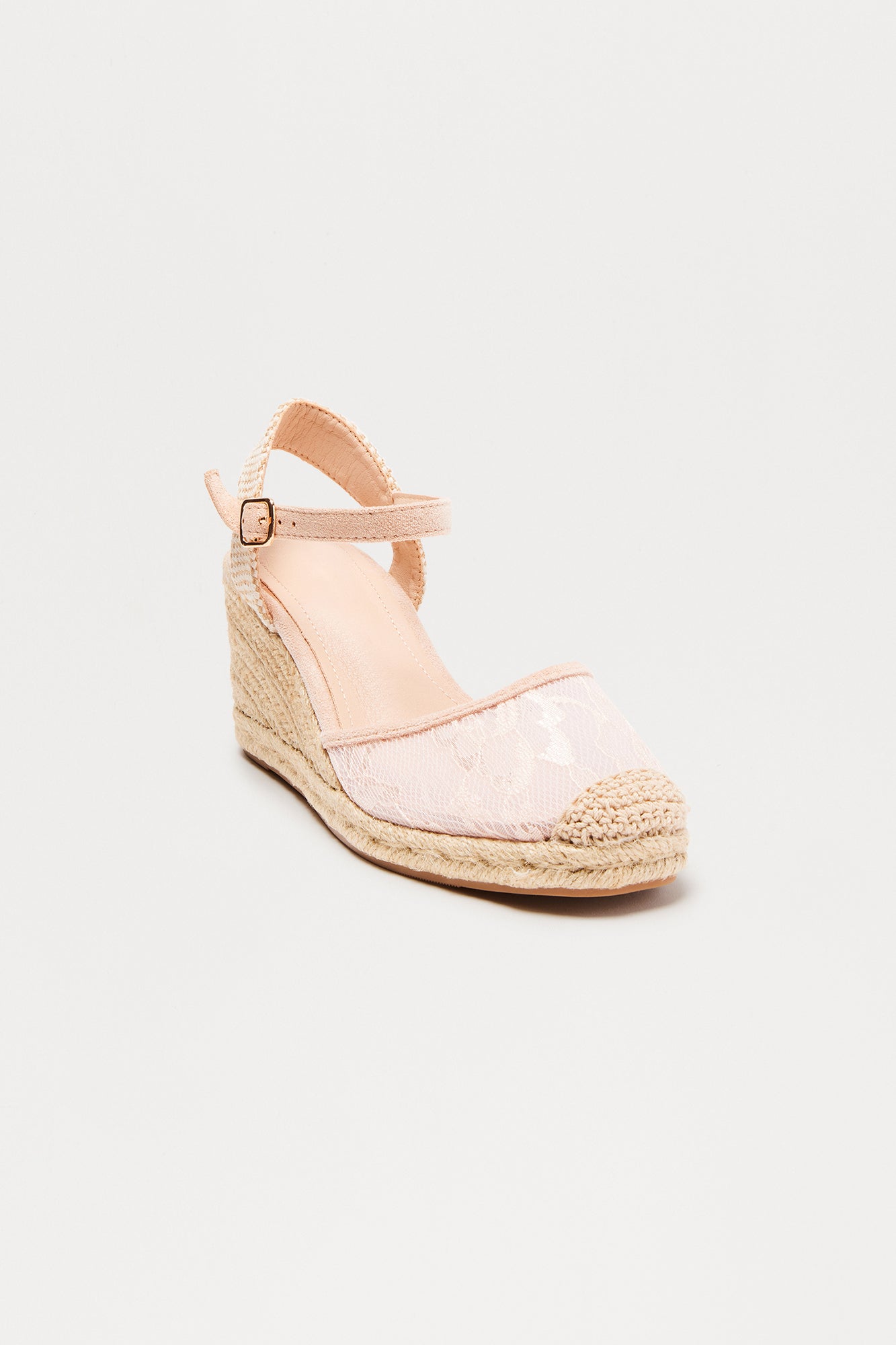 Jany Lace Jute Wedges - Nude