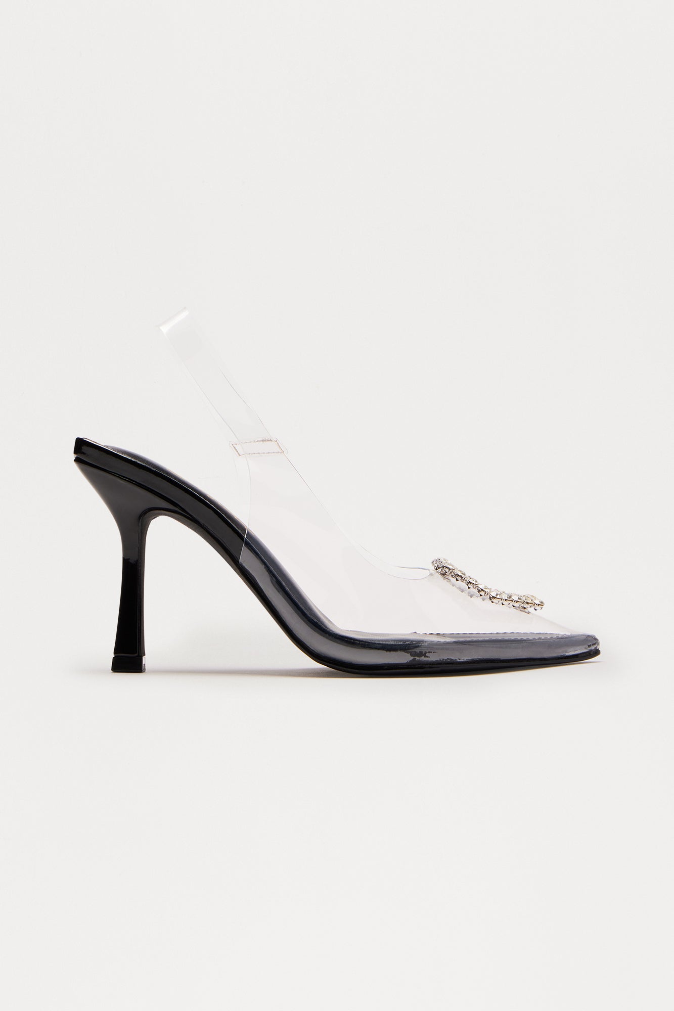 Tess Clear Rhinestone Slingback Pumps - Black