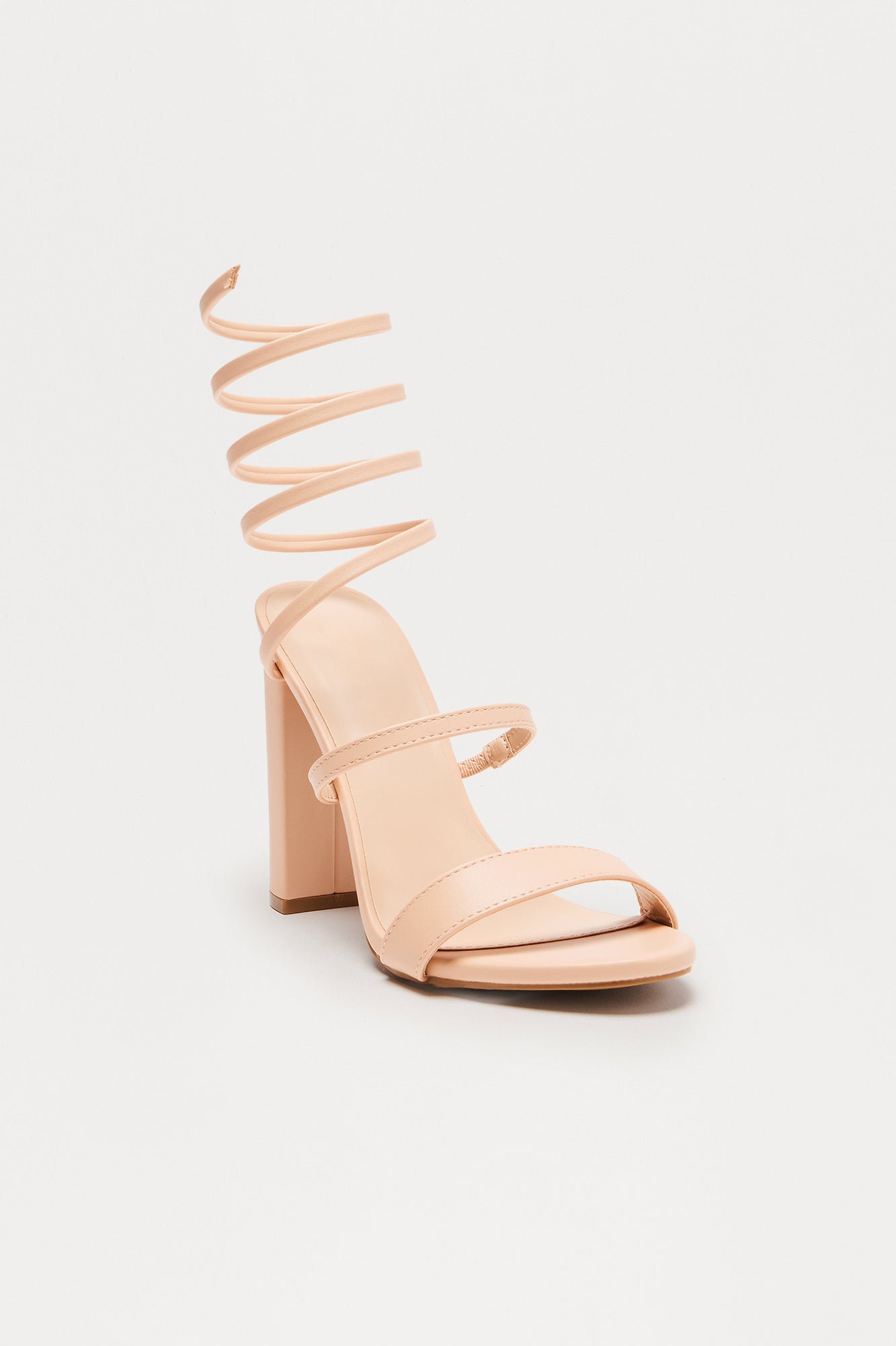 Elsie Block Heeled Sandals - Nude