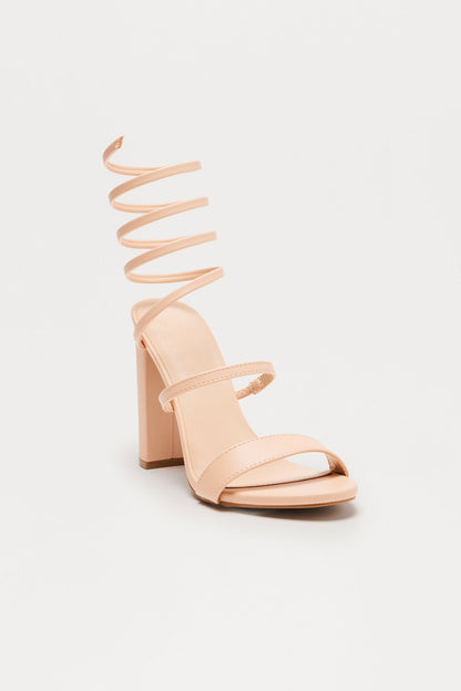 Elsie Block Heeled Sandals - Nude