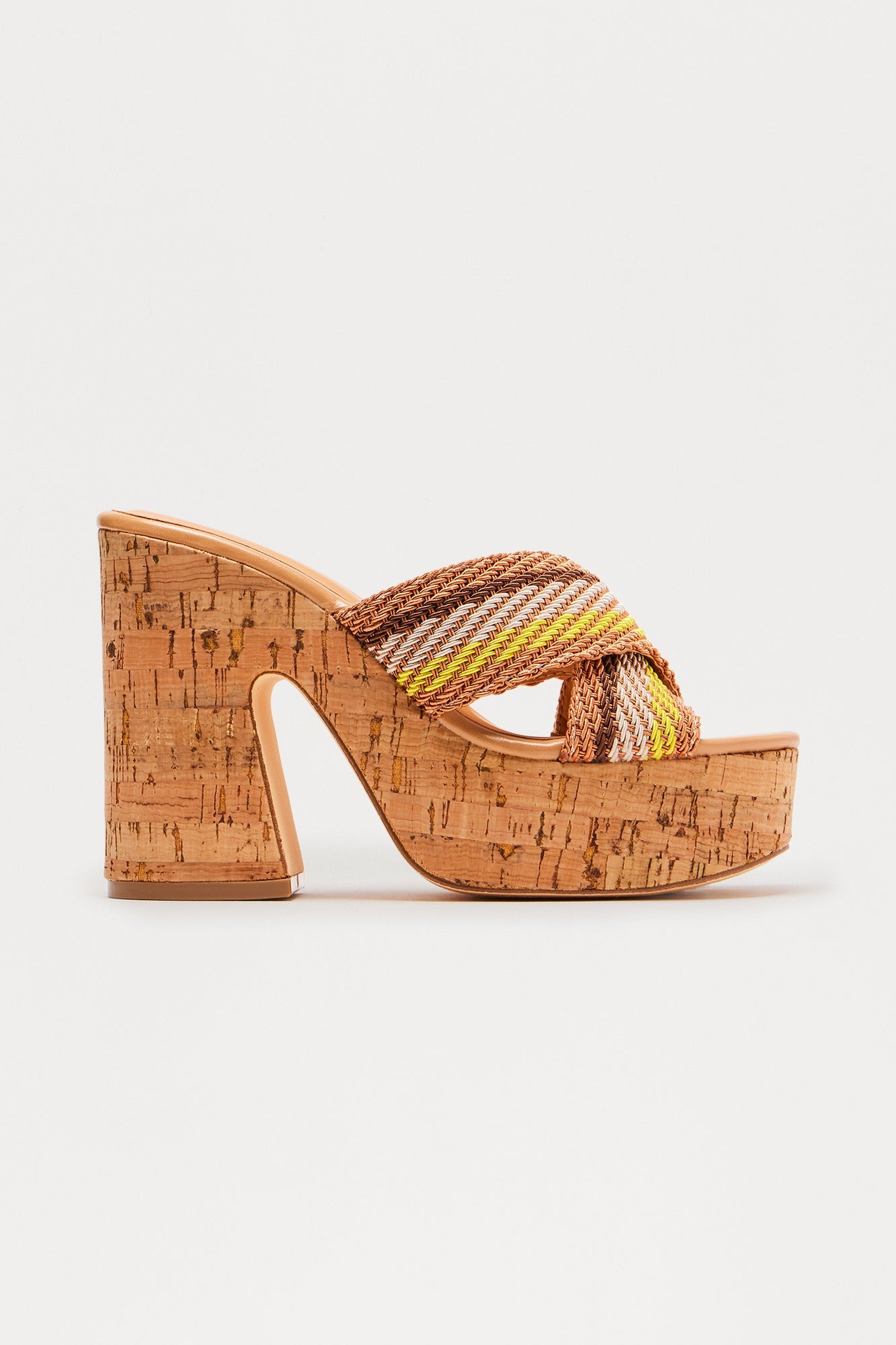 Tidal Platform Cork Mules - Natural/Combo