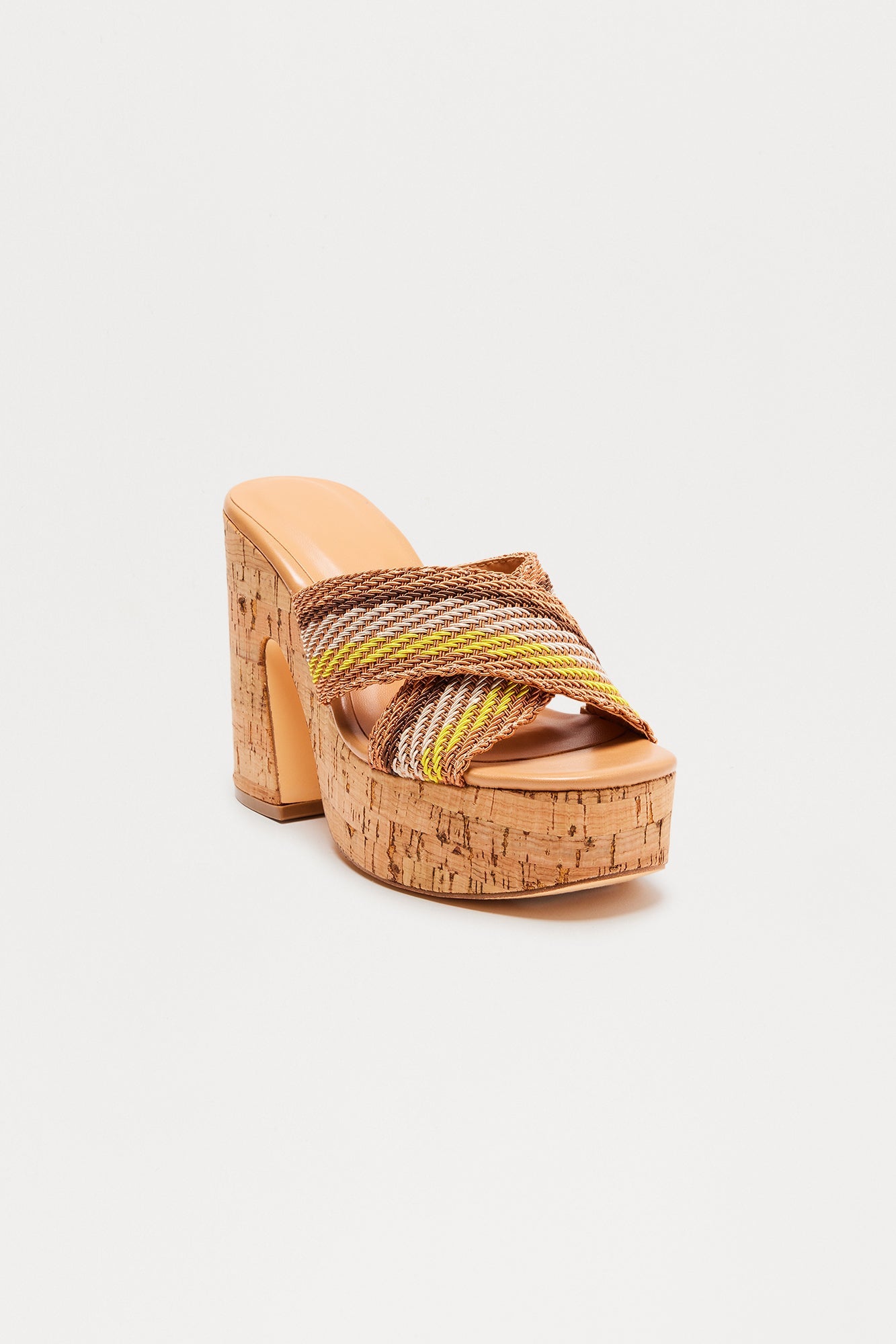 Tidal Platform Cork Mules - Natural/Combo