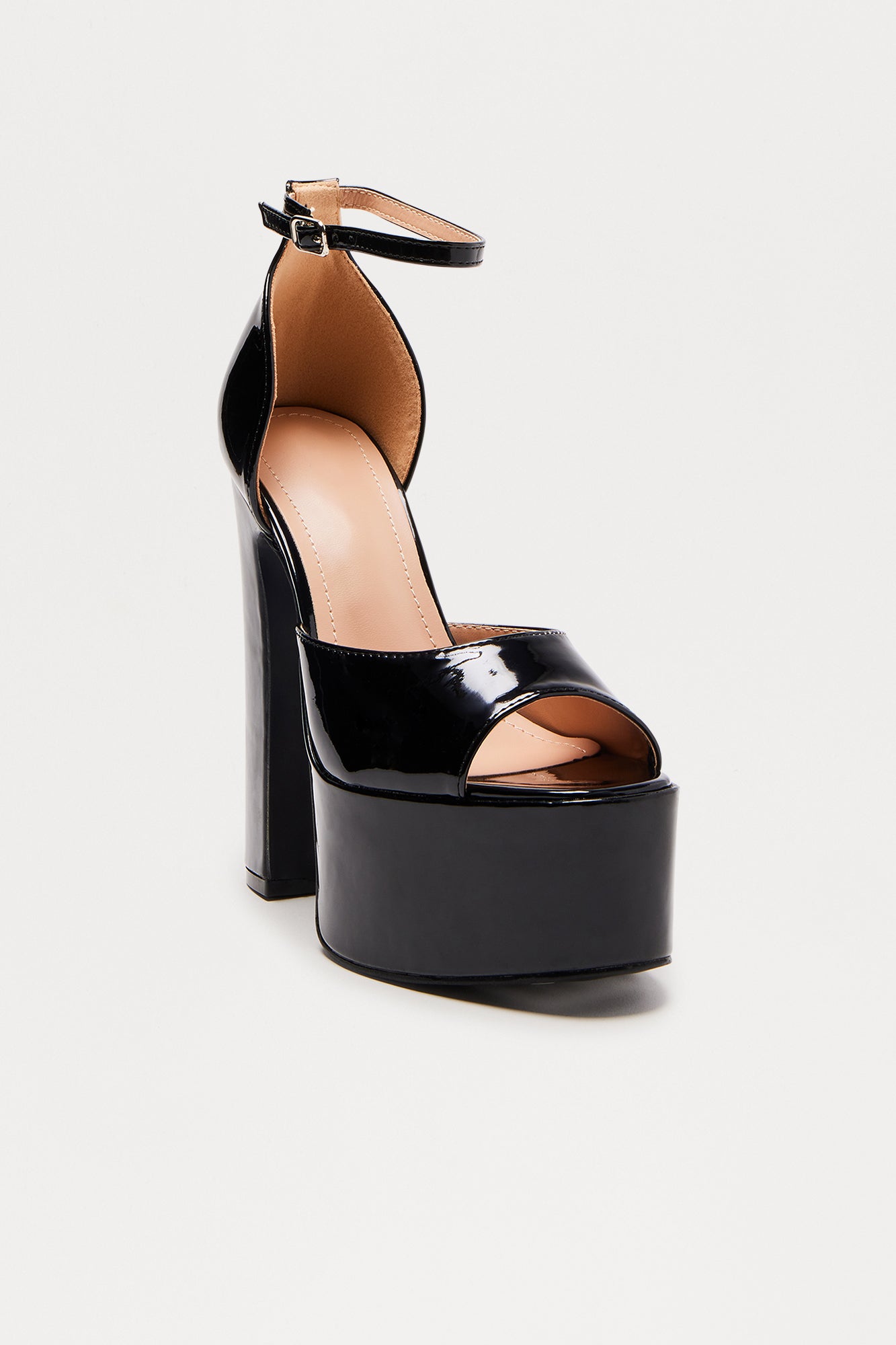 Wilma Peep Toe Platform Heels - Black
