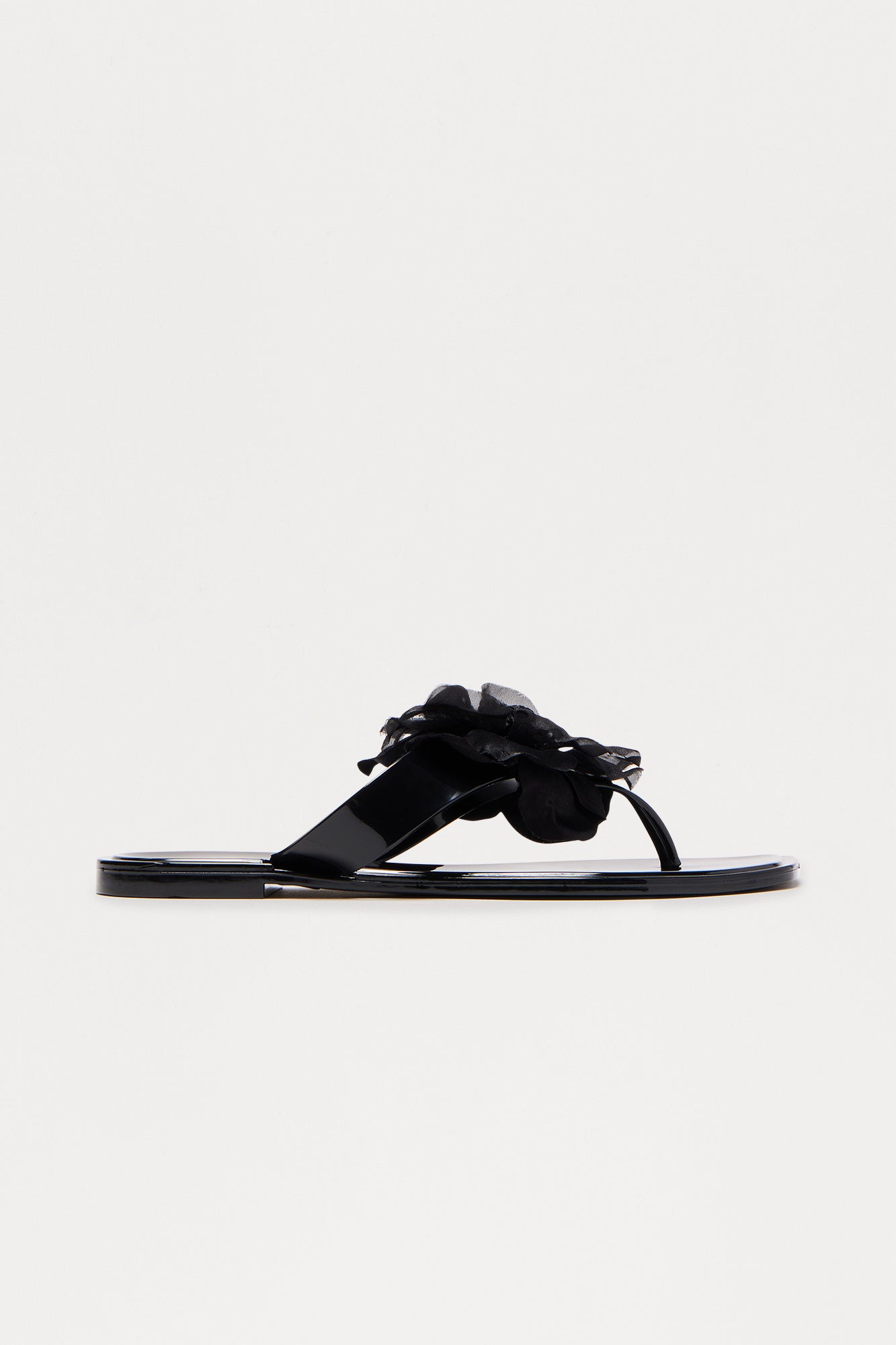 Marigold Flower Flip Flops - Black
