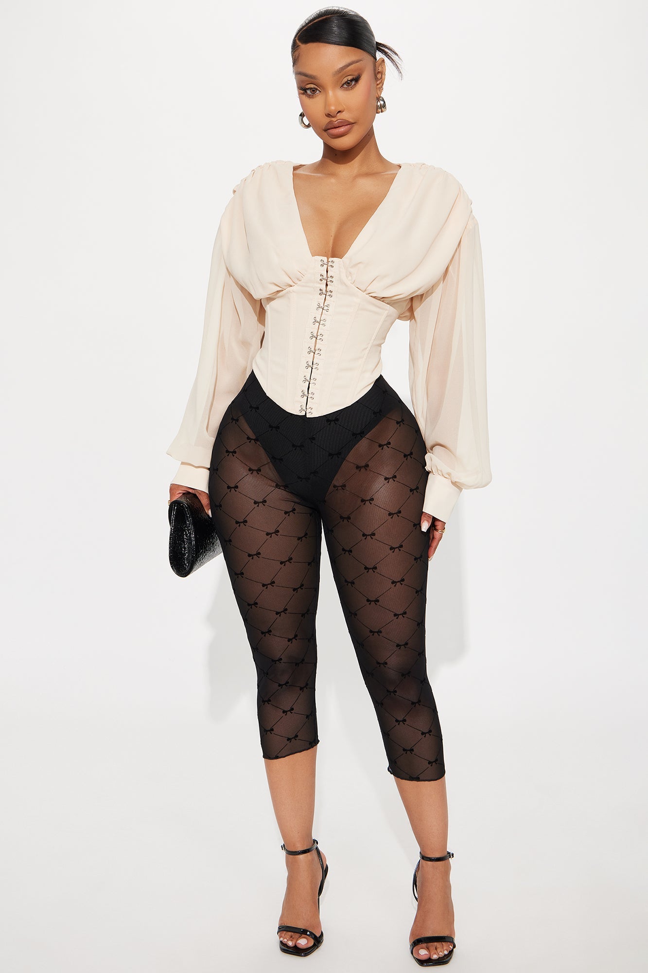 Cute But Psycho Chiffon Corset Top - Cream