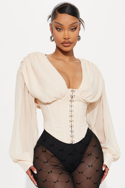 Cute But Psycho Chiffon Corset Top - Cream