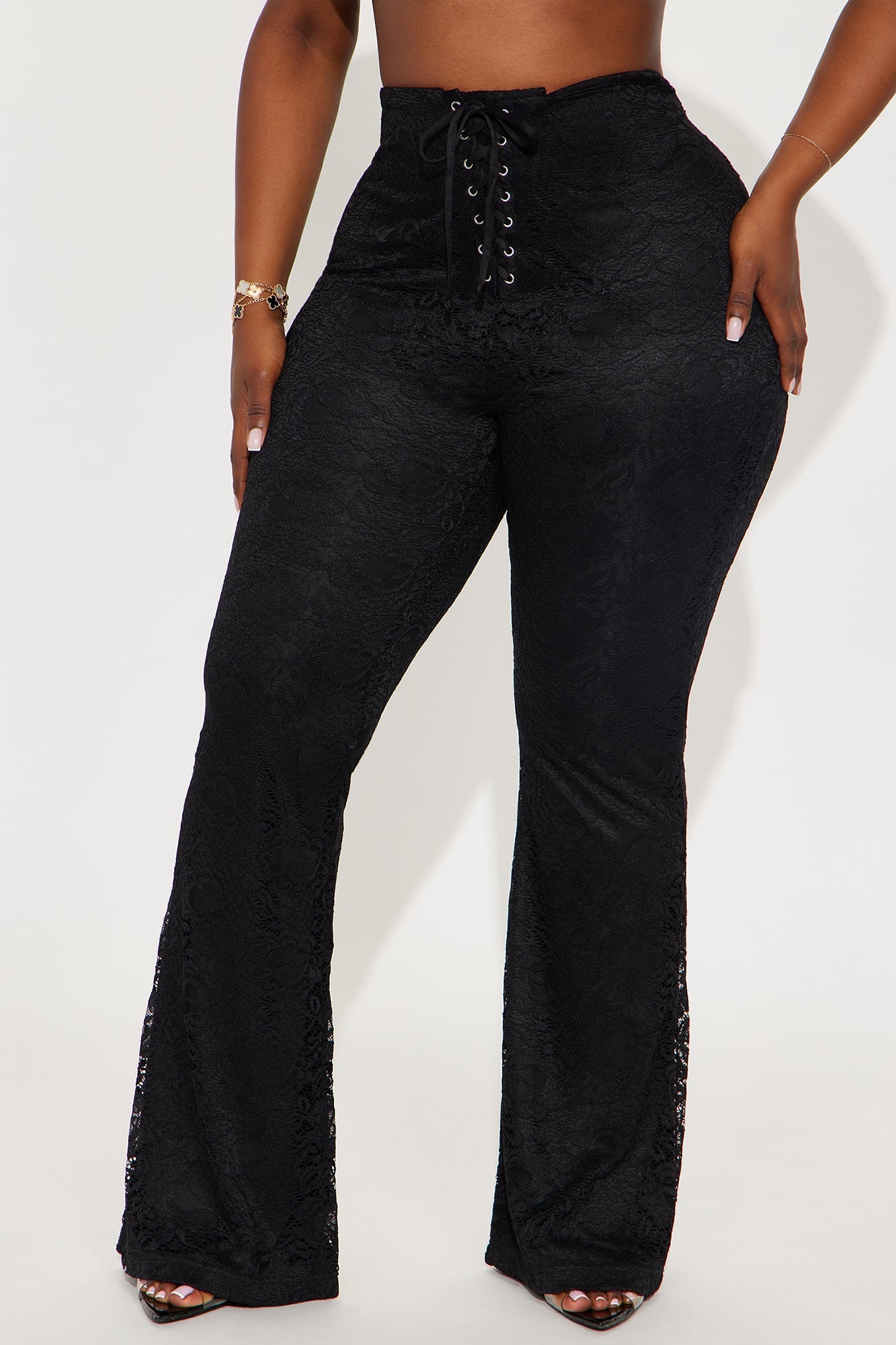 Start A Riot Lace Flare Pant - Black