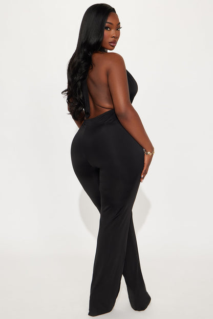 Swaying Palms Wide Leg Jumpsuit - Black