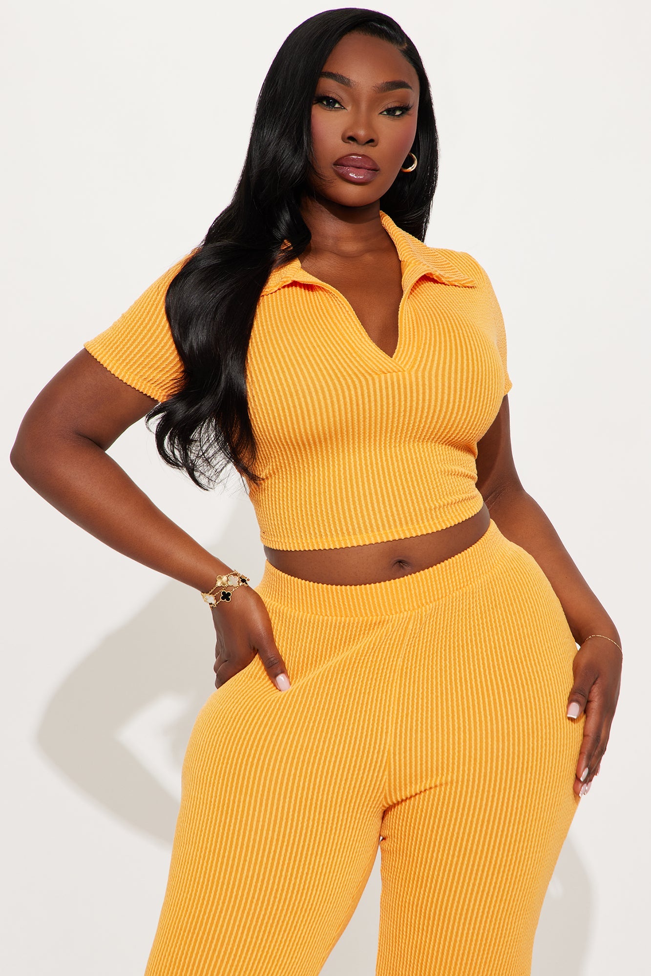Josie Ribbed Pant Set - Orange