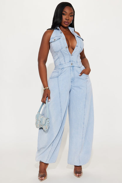 Downtown Girl Balloon Jumpsuit - Denim