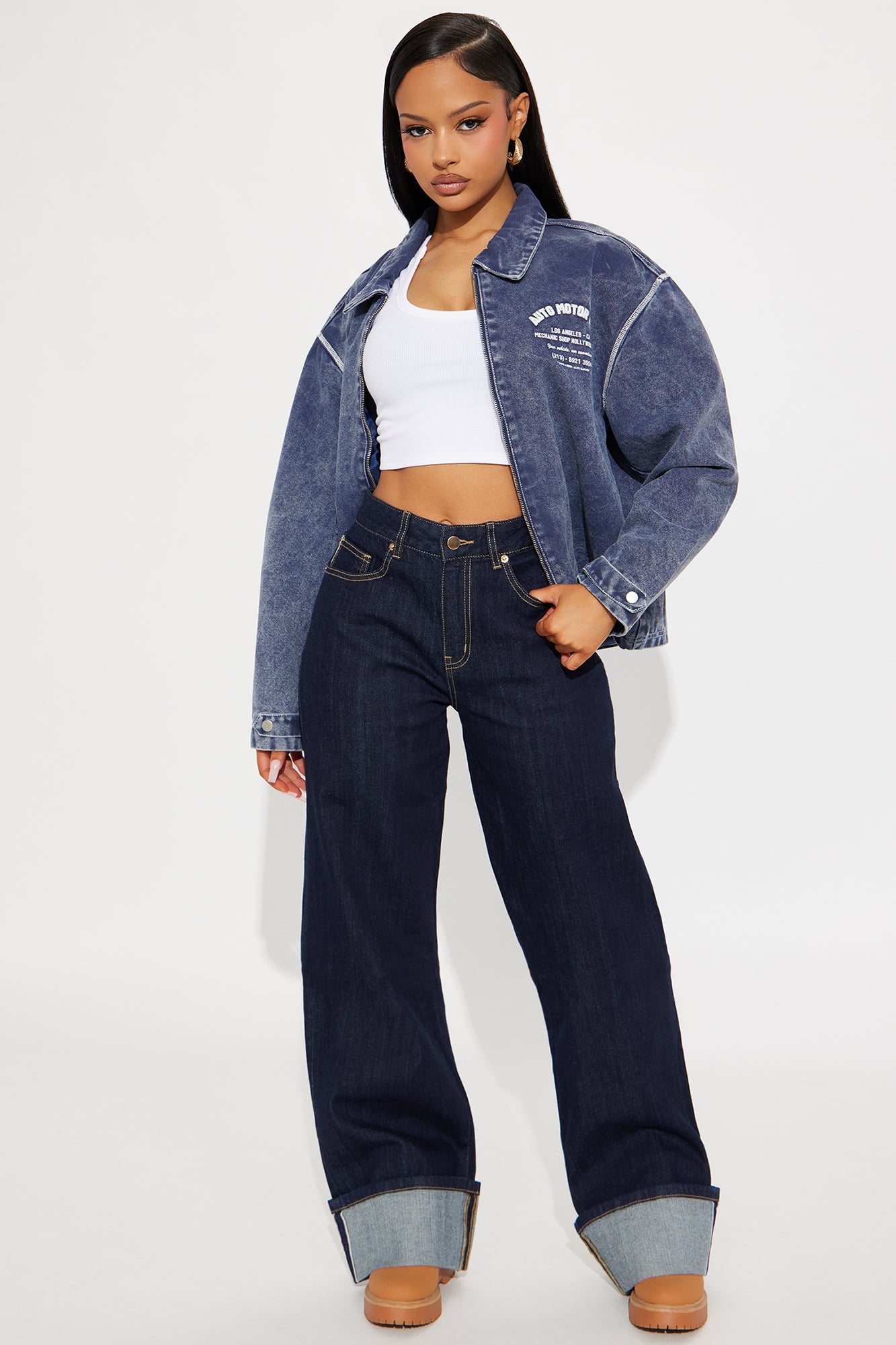 Tall Premium Cuffed Straight Leg Jeans - Dark Wash