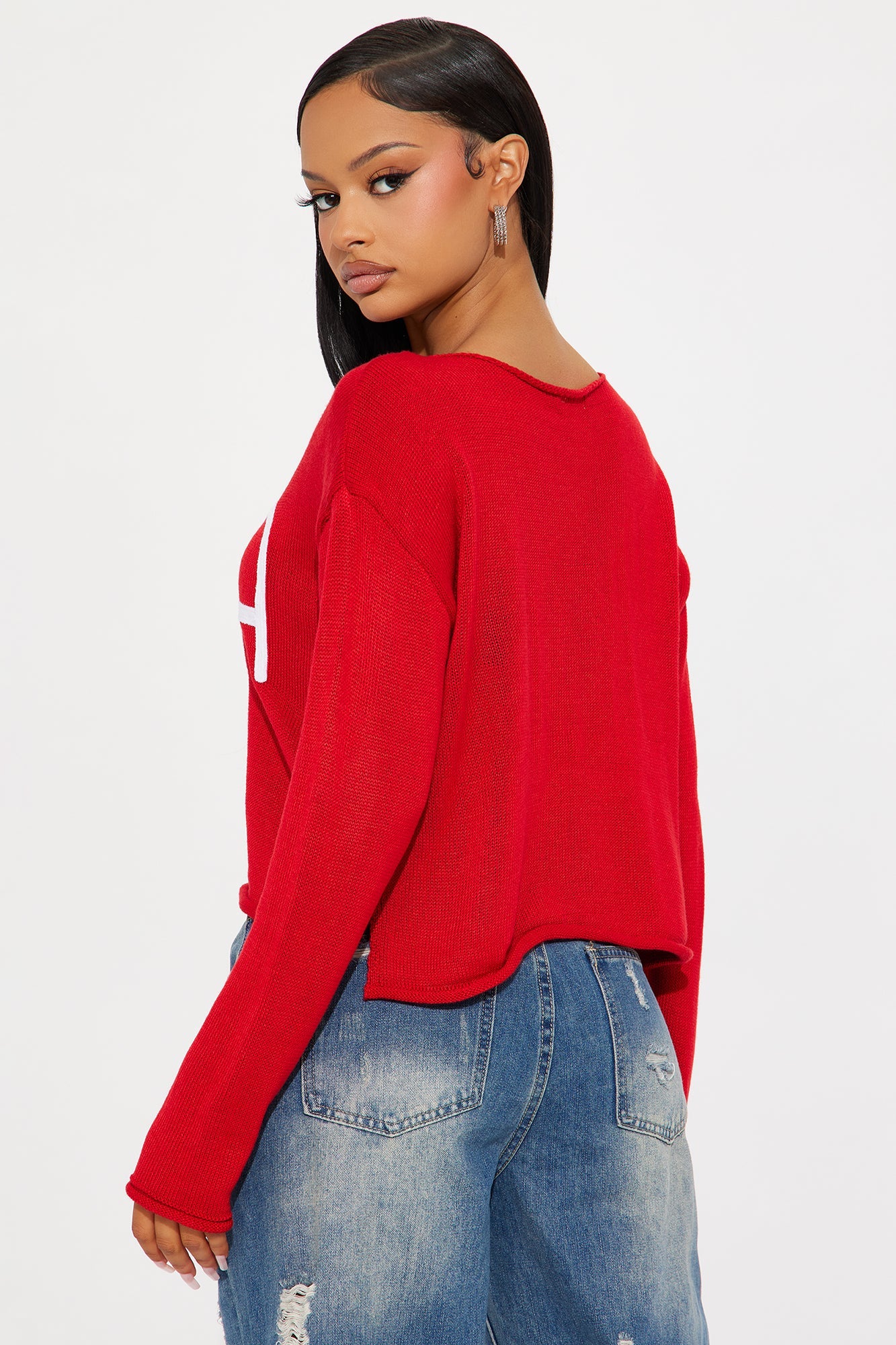 USA Embroidered Pullover Sweater - Red/White