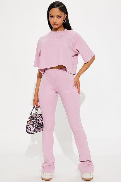 In New York Ribbed Legging Set - Pink