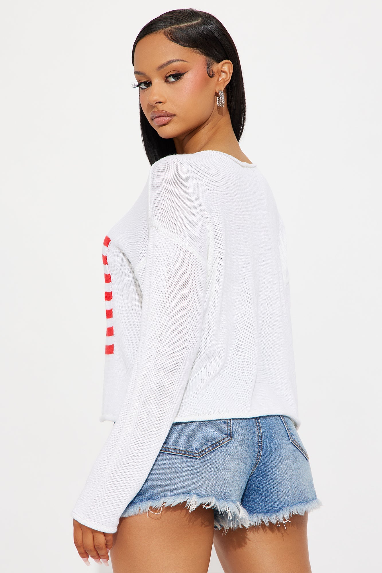 Americana Classic Flag Pullover Sweater - White/combo