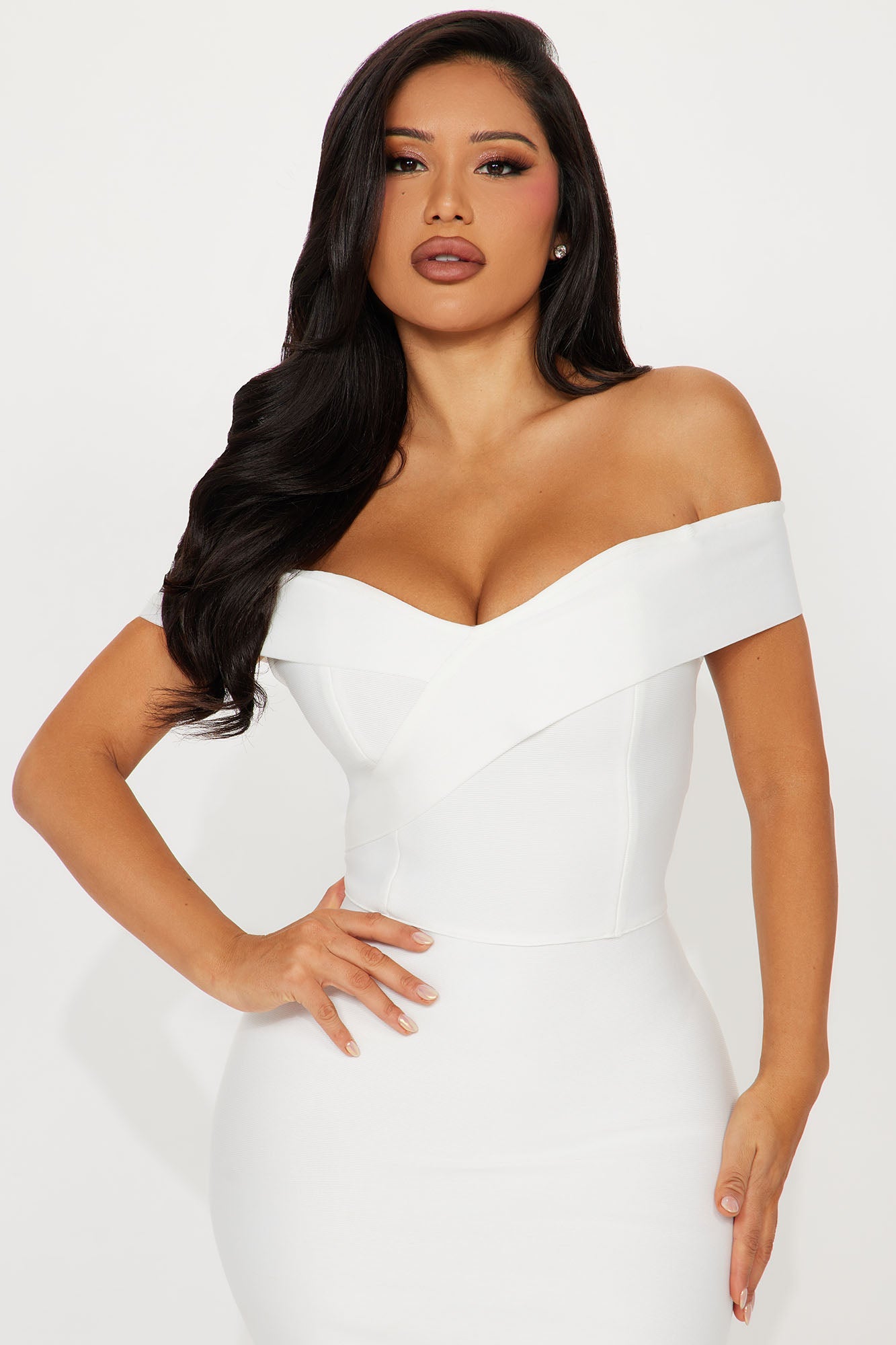 Amy Bandage Midi Dress - White