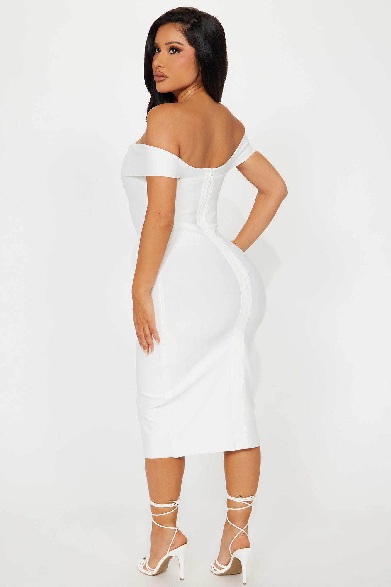 Amy Bandage Midi Dress - White