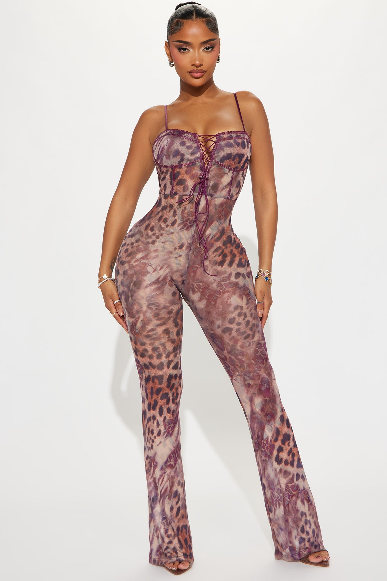 Wild Girl Mesh Jumpsuit - Purple/combo
