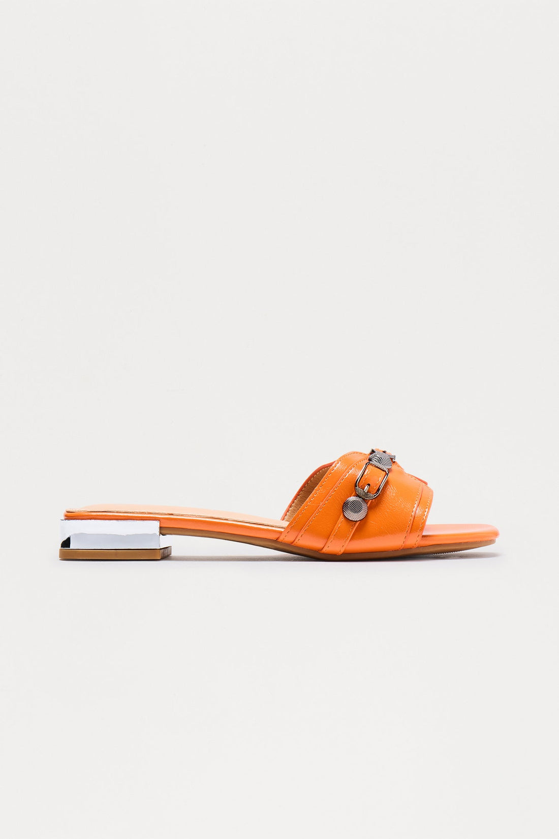 Sajie Hardware Slip On Sandals - Orange