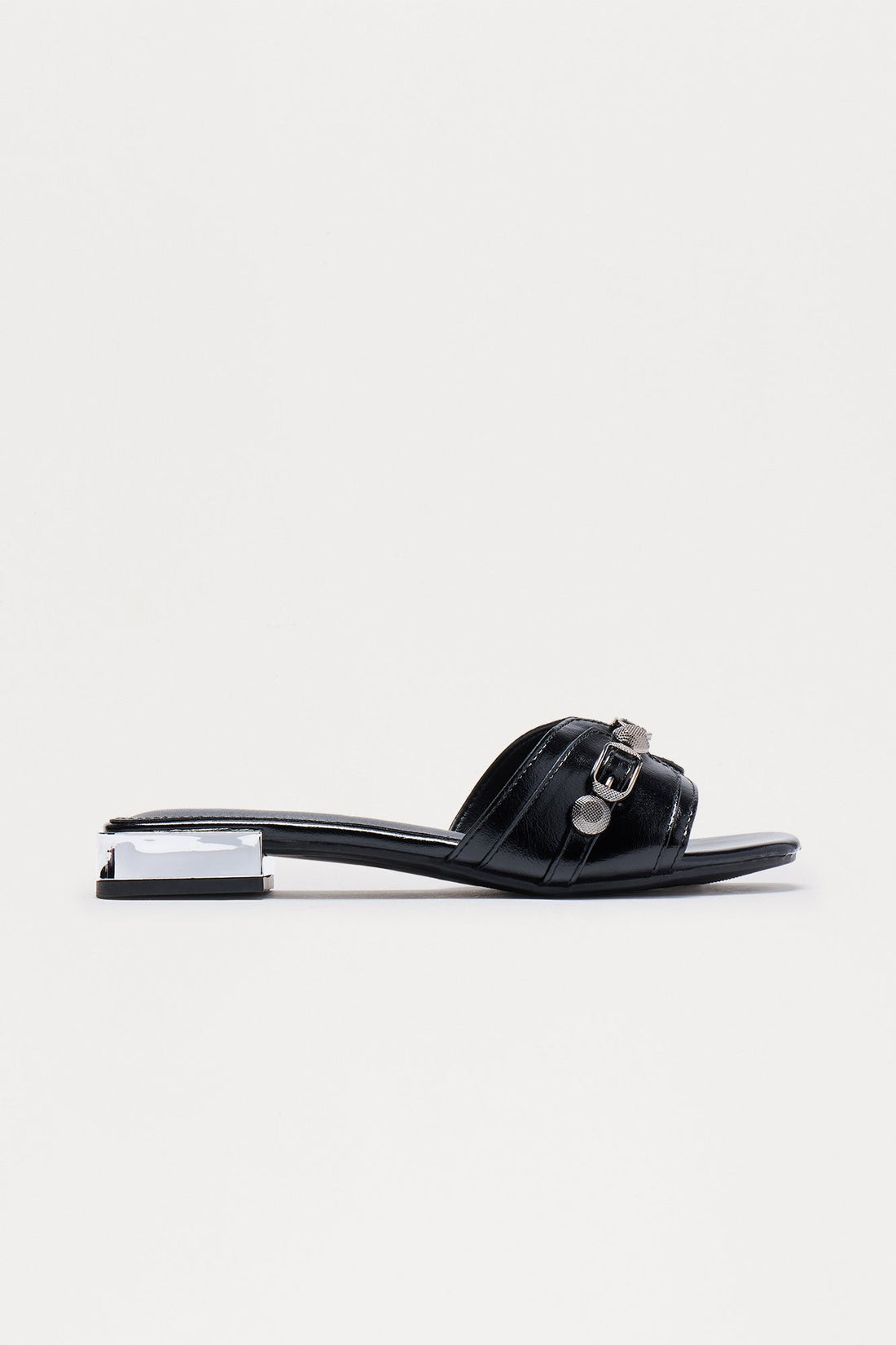 Sajie Hardware Slip On Sandals - Black