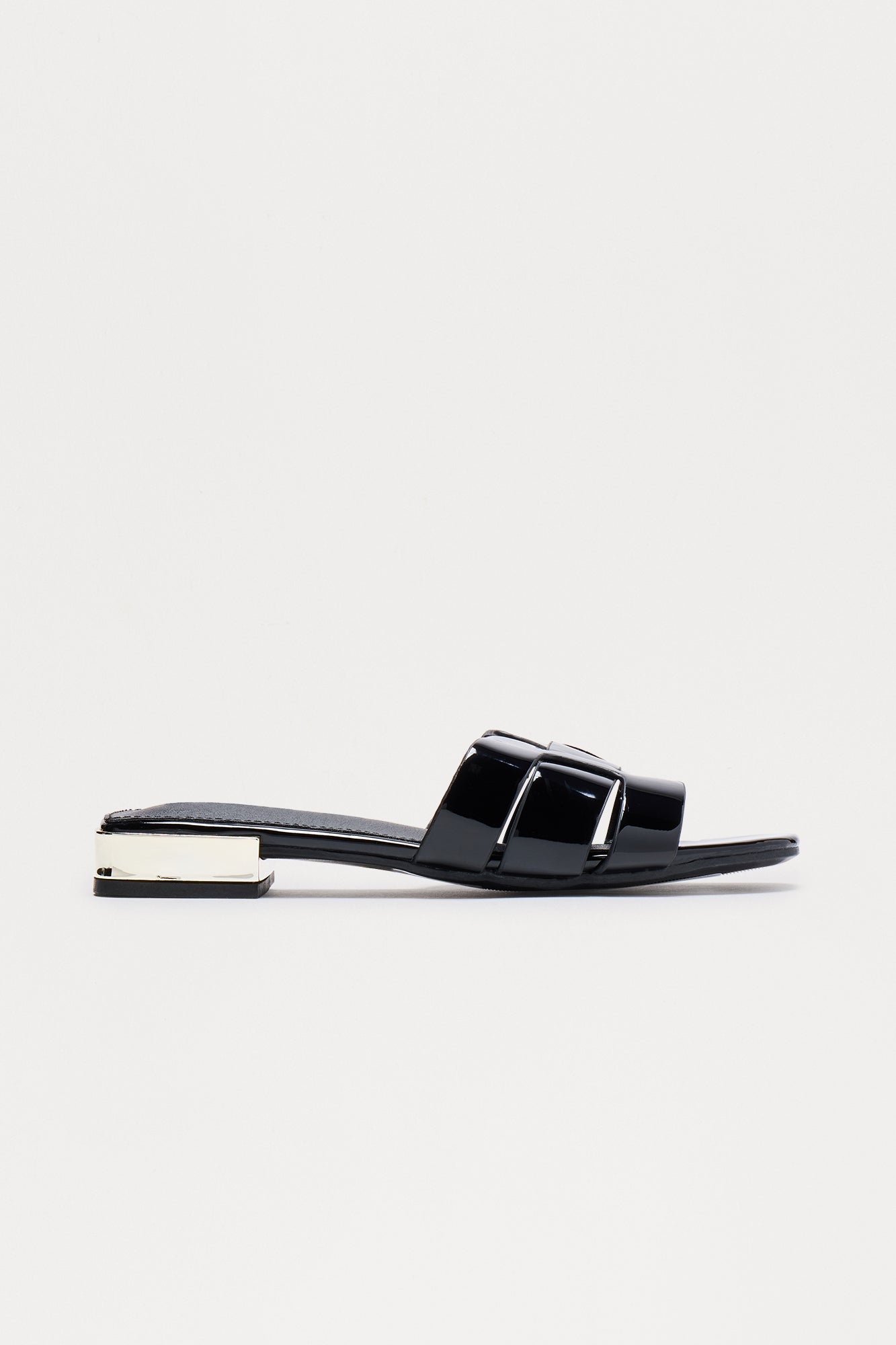 Ways Faux Patent Sandals - Black