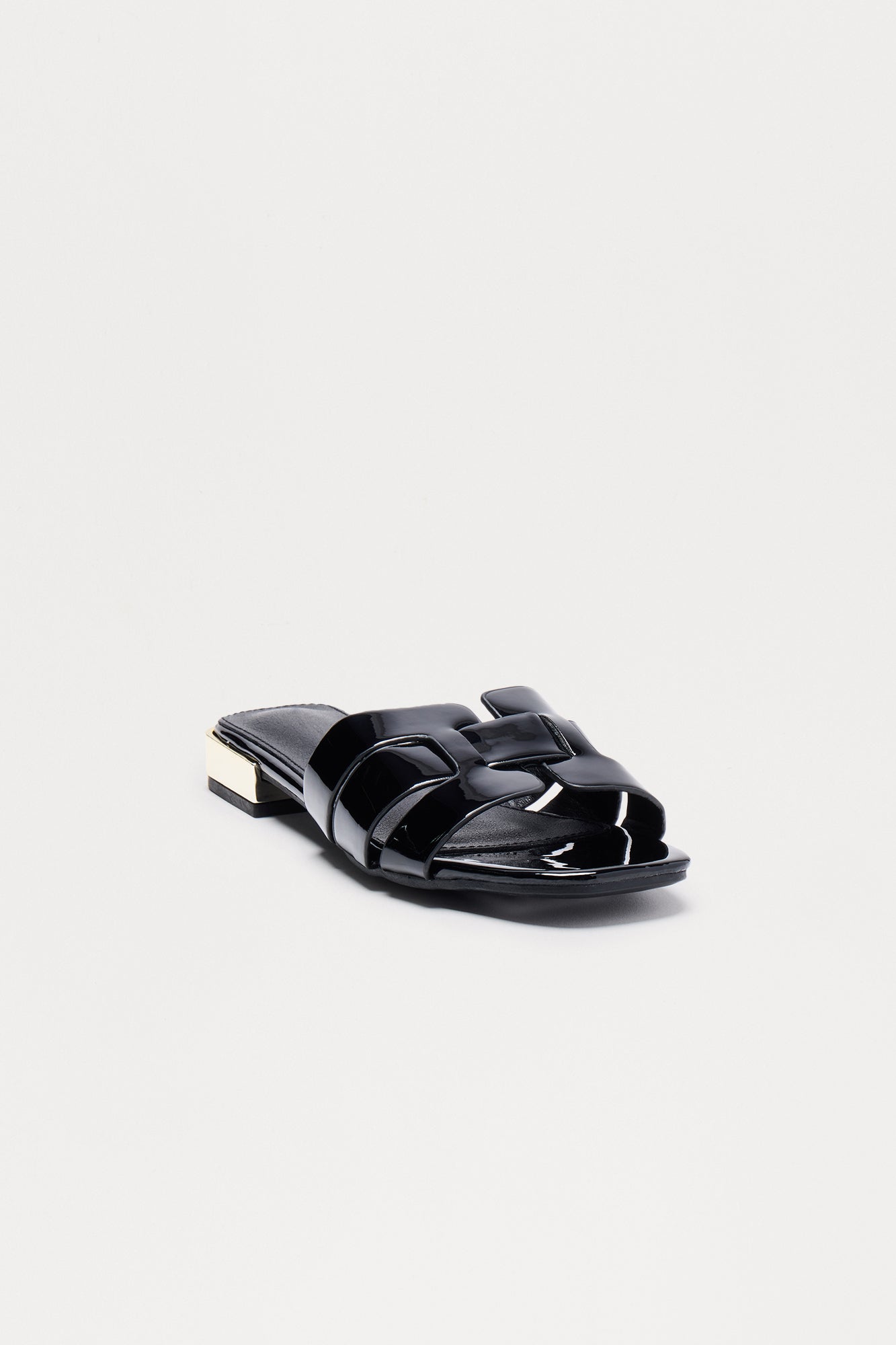 Ways Faux Patent Sandals - Black