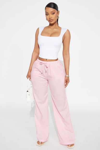Beach Walks Linen Pant - Pink