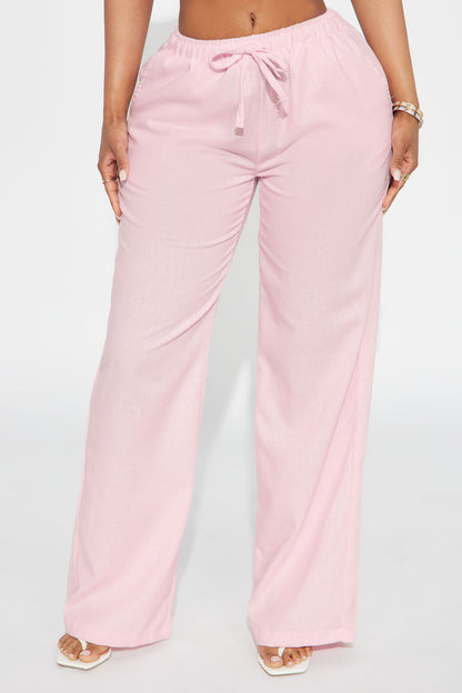 Beach Walks Linen Pant - Pink